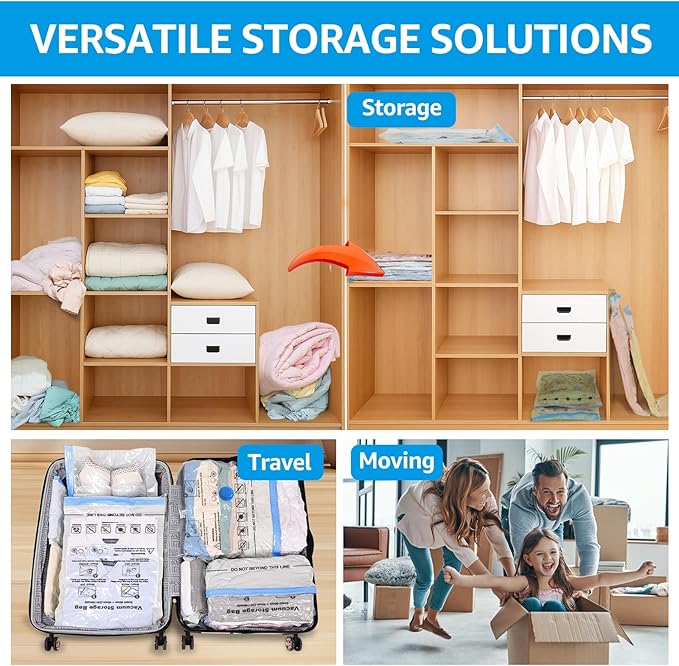 BoxLegend Vacuum Storage Bags with Hand Pump 6 Medium 19.68’’x27.56’’ Thickened Waterproof Vacuum Seal Bags for Clothing Bed Sheets Pillowcases Compression Space Saving for Moving Closet Storage
