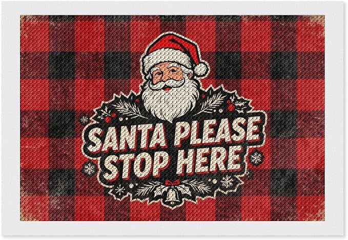 AIVKIEJK Diamond Painting Kits for Adults - Christmas Santa Please Stop Here Painting DIY 5D Full Drill Diamond Dots Paintings with Diamonds Gem Art and Crafts Home Decor 8"x12"