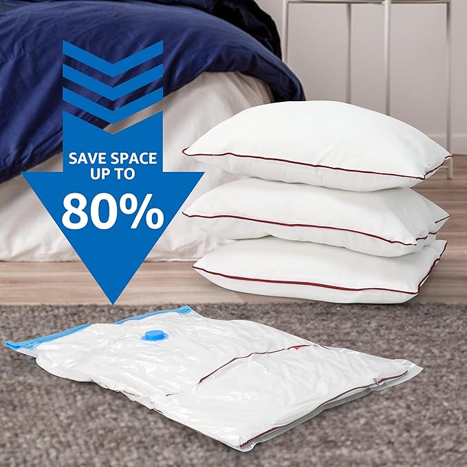 20 Pack Vacuum Storage Bags (4 Jumbo/4 Large/4 Medium/4 Small/4 Roll M) Space Saver Bags, Vacuum Seal Bags with Hand Pump for Comforters, Blankets, Bedding, Pillows and Clothes