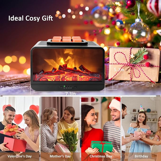 Wax Melt Warmer for Scented Wax - 3D Dynamic Flame Fireplace Electric Wax Warmer, Wax Melter with 4 Timer, PTC Heating Wax Warmer for Home Decor Women Mom Gift