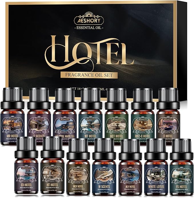 Hotel Diffuser Oils Set - 14Pcs Luxury Fragrance Oil Blend Hotel Scent Essential Oils Set for Diffuser, Soap & Candle Making