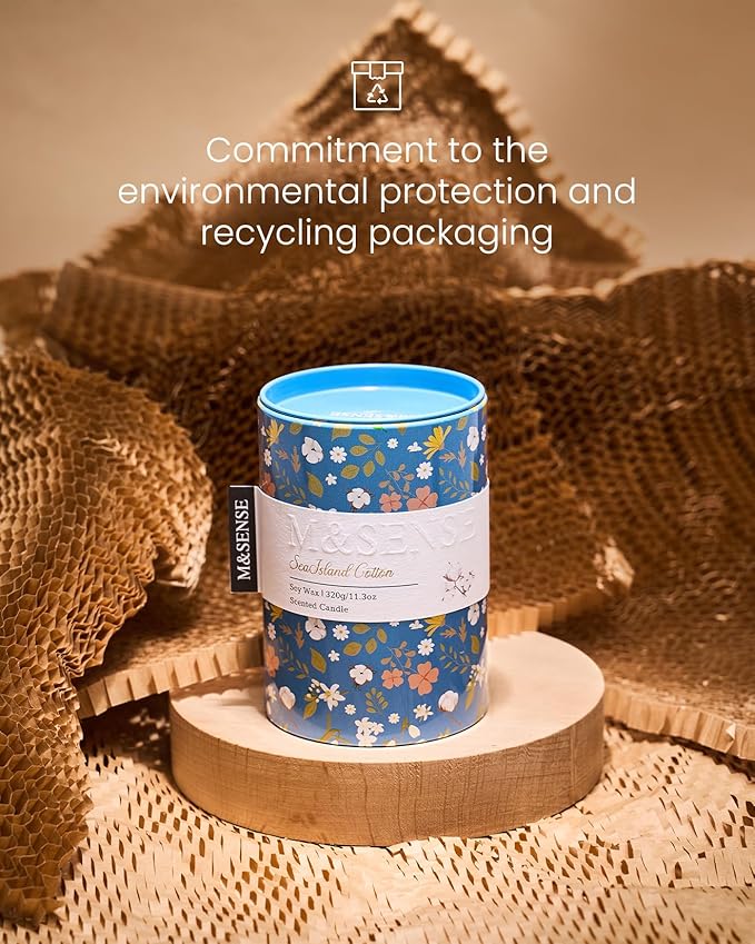 M&SENSE Spring Candle 11.3 oz, Sea Island Cotton Scented Candle, Non-Toxin Soy Wax for Home Scented, Floral Candles Gift for Her, Up to 70 Hours Burning Long-Lasting Fragrance