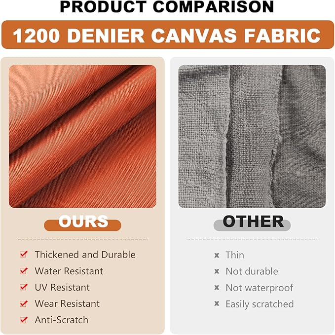 1200D Thicken Waterproof Canvas Fabric by The Yard 58" W Water-Resistant Polyester Fabric Heavy Duty Outdoor Upholstery Material for Chair Patio Cushion Furniture Cover Sewing DIY, 1 Yard Orange