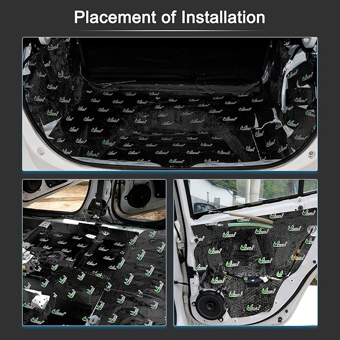 uxcell 10pcs 80mil 25sqft Car Sound Deadener Heat Insulation Mat Butyl Pad Damping Self Adhesive Deadening Material Door Roof Automobile Sound Barrier Black
