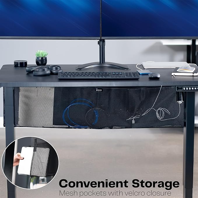 VIVO Black 48 inch Under Desk Privacy and Cable Management Organizer Sleeve, Wire Hider Kit Panel System, DESK-SKIRT-48
