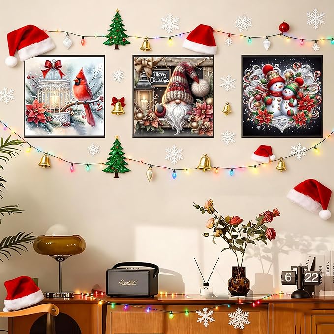 3 Pack Christmas Diamond Painting Kits for Adults-Gnomes Diamond Art Kits for Adults Beginner,Snowman Cardinal DIY Full Drill Diamond Dots Paintings ,5D Gem Art and Crafts Home Wall Decor 12x12 In