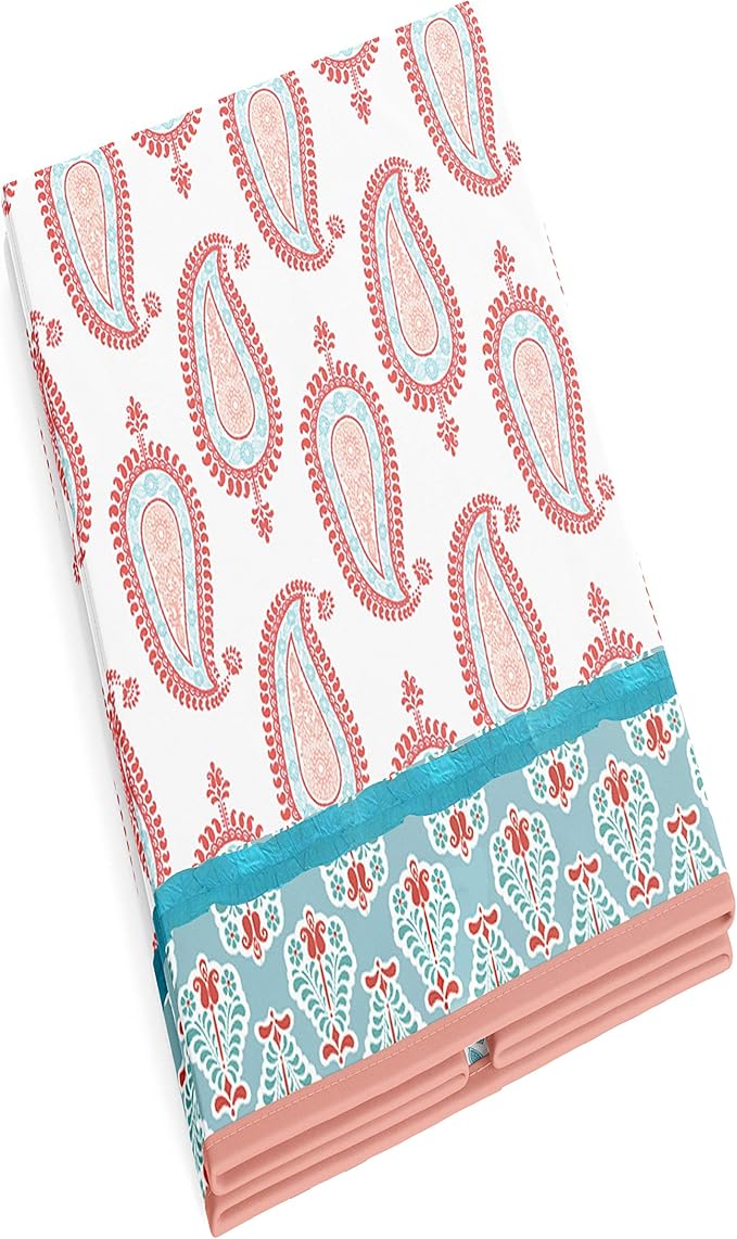 Bacati - Paisley Kids Storage (Collapsible Hamper 14 x 14 x 19 inches, Coral/Aqua)