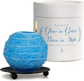 Spiral Light Candles Burn Around, Unscented Unique Shaped Decorative Candle on Metal Base, 4.5" Blue Beeswax Soy Wax Candle, 4h Burn, Twisted Wave Design, Gifts for Him Her, 10oz
