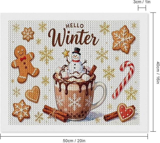 Diamond Painting Kits for Adults - Hello Winter Ice Cream & Gingerbread Snowflakes & Candles Painting DIY 5D Full Drill Diamond Dots Paintings with Diamonds Gem Art And Crafts Home Decor 16"x20"