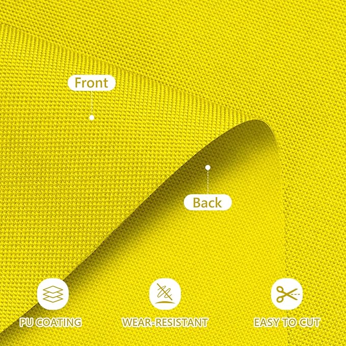 Waterproof Canvas Fabric by The Yard 58inch 600D Upholstery Material Polyester Fabric Outdoor Water Resistant Fabric for Sewing Chair Patio Cushion Purse Bag Interior, 8 Yard Yellow