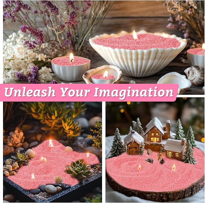 Sukh Pink Candle Sand Wax with Wicks and Wick Tabs- 450g DIY Pearled Candle Wax, Refillable Pearled Sand Candles with Wicks, for Valentine's Day, Wedding, Dating