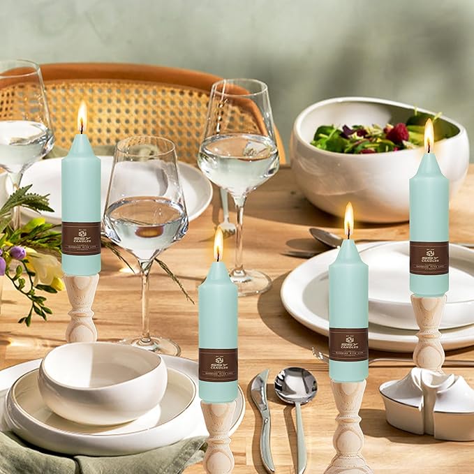 Mint Green Short Taper Candle 5 Inch Candlesticks Unscented Dripless Tapered Candle Set for Home Decor Wedding Party Dinner Candles