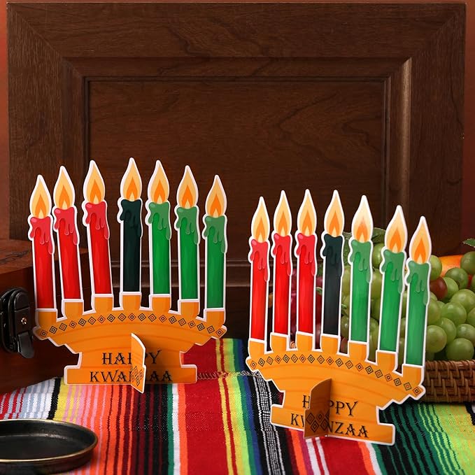 Motipuns 36 Pcs Happy Kwanzaa Craft Kit Make Your Own Candles DIY Kwanzaa Kinara Sign African Heritage Holiday Party Favors Decor for Family School Activity Party Supplies
