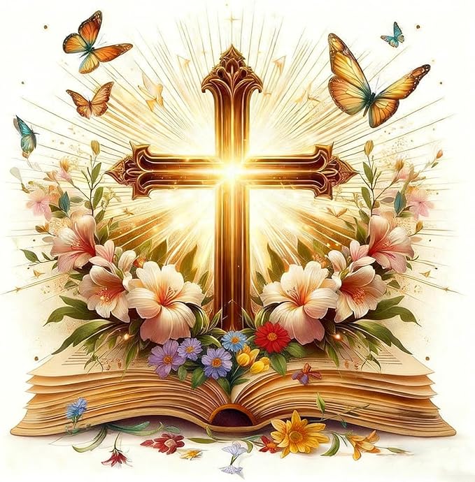 cviokrdu Cross Diamond Art Kits for Adults, Christians Diamond Painting Kits for Adults, Religion Round 5D Gem Painting Kit Arts for DIY Crafts Gift Home Wall Decor 14x14inch