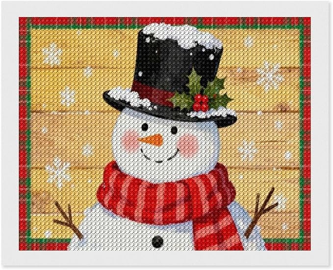 AIVKIEJK Diamond Painting Kits for Adults - Festive Snowman Red Scarf Painting DIY 5D Full Drill Diamond Dots Paintings with Diamonds Gem Art and Crafts Home Decor 16"x20"