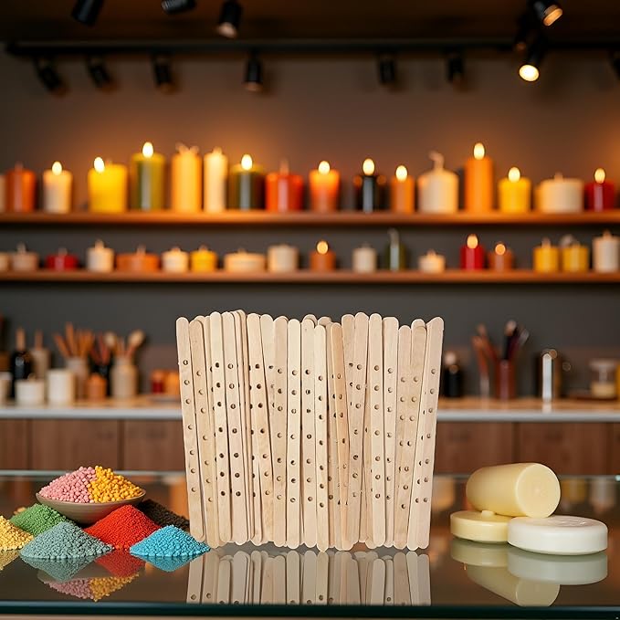 50Pcs Wooden Candle Wick Holders Candle Wick Bars Wicks Centering Device Wick Holders for Candle Making, Large, Multiwick Candles Arts Crafts Candle Making Wicks Candle Making
