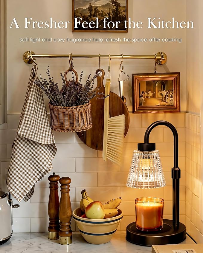 Girece Candle Warmer Lamp with Timer and Dimmer, Adjustable Height Electric Candle Warmer for Jar Candles, 2 Bulbs, Modern Home Decor Birthday Gifts for Women, Housewarming Gifts New Home