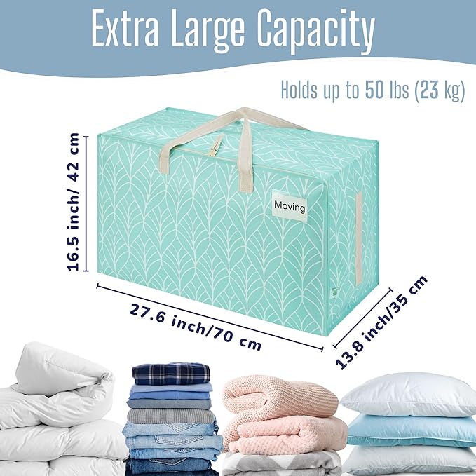 VENO 10 Pack Extra Large Heavy Duty Moving Bags with Wide Opening & Reinforced Handles, Reusable Storage Tote Bags with Strong Zippers for Clothes, College Dorm Essentials & Moving Supplies
