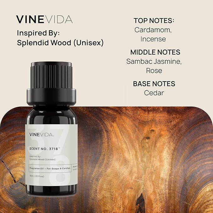VINEVIDA [0.33 Oz] Inspired by: Splendid Wood (Unisex); Fragrance Oil for Candle Making and Soap Making - Premium Candle Scents for Soy Candles