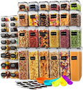 stusgo Airtight Food Storage Containers with Lids, BPA Free Clear Pantry Storage Container for Kitchen Food Pantry Organizers and Storage, Plastic Pantry Organiser for Cereal,Flour and Sugar 42 pack