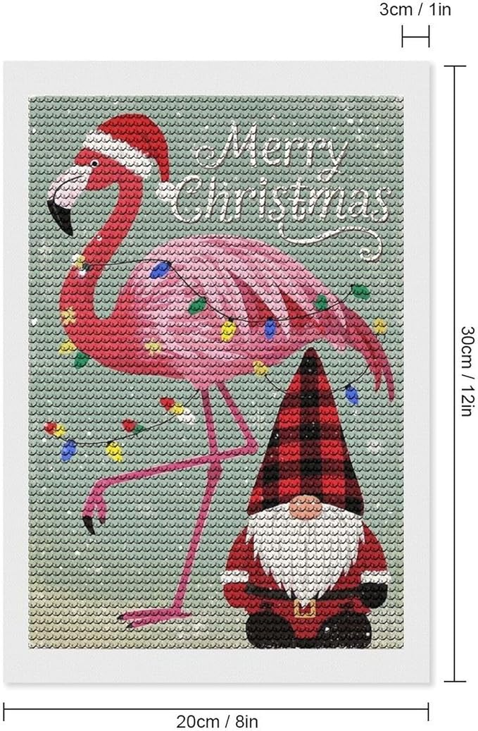 AIVKIEJK Diamond Painting Kits for Adults - Festive Flamingo Christmas Santa Hat Painting DIY 5D Full Drill Diamond Dots Paintings with Diamonds Gem Art and Crafts Home Decor 8"x12"