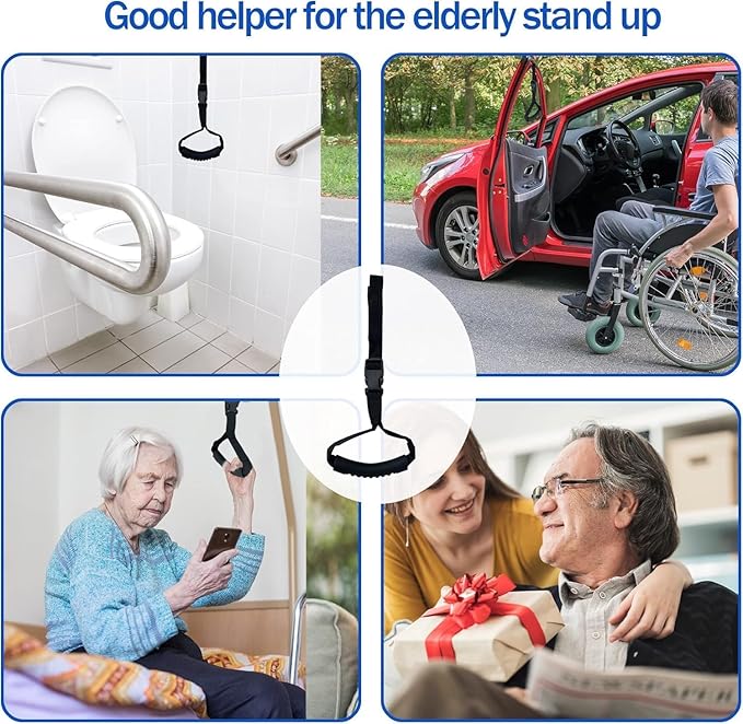 3-in-1 Elderly Assistance Kit: Standing Aid Car Assist Grab Handle Gift for Seniors Handicap Accessories Portable Car Assist for Seniors, Disabled, Pregnant to Convenient Daily Living Travel. (Red)