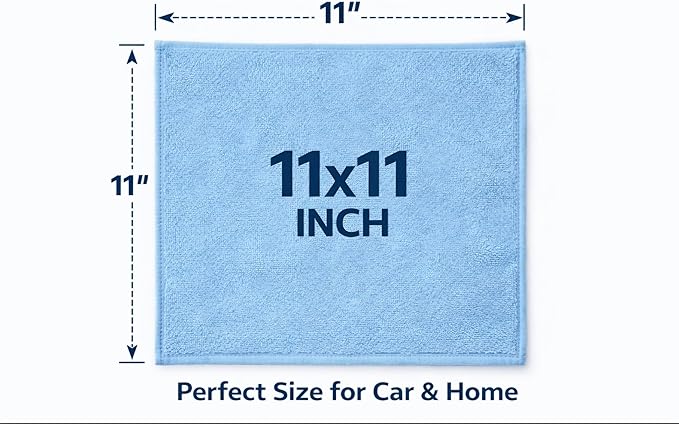 Microfiber Cleaning Cloth 6 Pack, Ultra Soft, Premium, Highly Absorbent, Scratch-Free Towels for Car, Glass, Kitchen & Home, Lint-Free, Reusable (11x11 Inch)