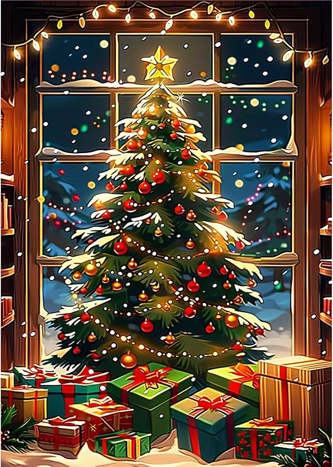MOGTAA Christmas Tree Diamond Art Kits for Adults, 5D Full Drill Winter Diamond Painting Kits for Adults Beginner, DIY Round Diamond Dots for Adults, Gem Art for Home Wall Decor 12 X 16 Inch