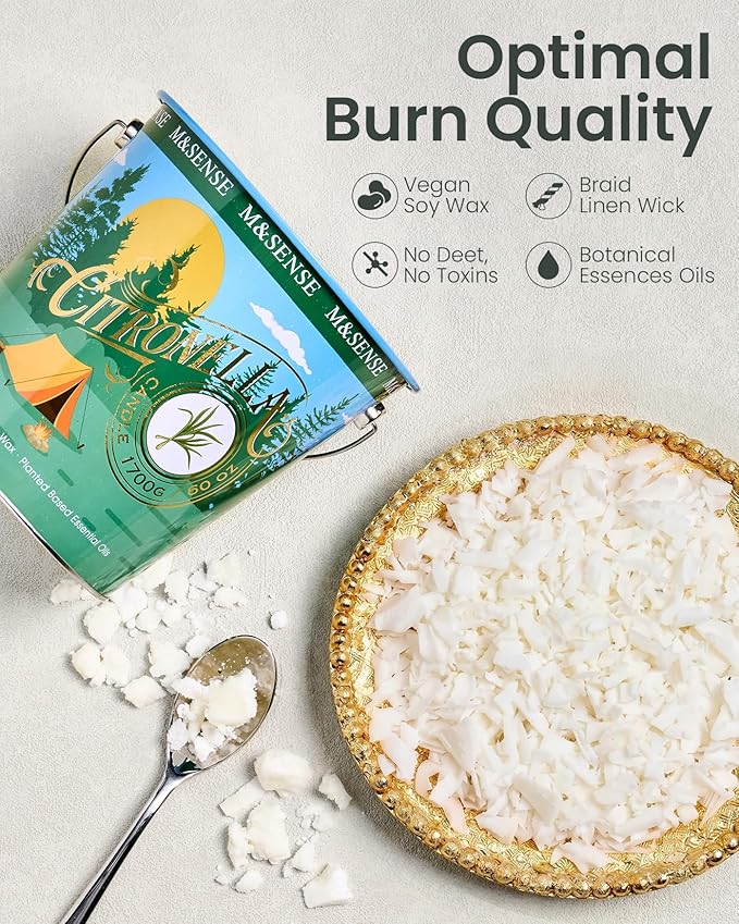 Large Citronella Candles Outdoor 60 oz,Mosquito Candle for Outside,Citronella Eucalyptus Candles,Summer Candle for Outside,370 Hours Burn Time,Nature Soy Wax