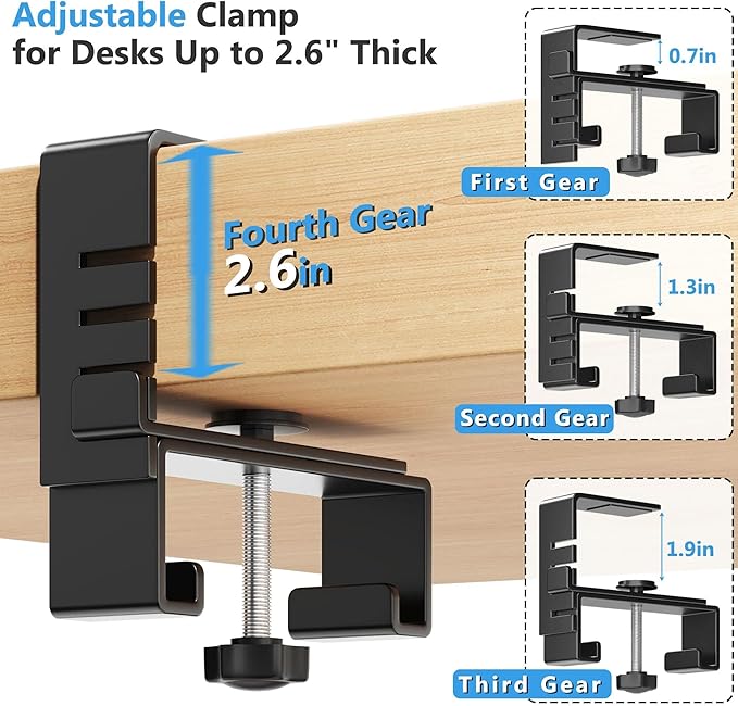 Litwaro Under Desk Cable Management Tray No Drill, 40.6" Cord Organizer with Clamp for Standing Desk, Premium Fabric Cable Tray with Wire Management for Office Home, Black