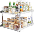 VEVOR 2 Tier 17"Wx21.2"Dx15.2"H Pull Out Cabinet Organizer, Heavy Duty Slide Out Pantry Shelves, Steel Roll Out Drawers, Sliding Drawer Storage for Home, 18.5"Wx22.5"Dx19"H Install Size for Cabinet