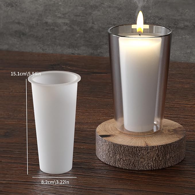 2 Pack 3 * 6 Inch Votive Candle Mold - Cylinder Candle Silicone 3D Molds for Pray, Peony & Home Decor - Resin Casting & Soap Making Molds