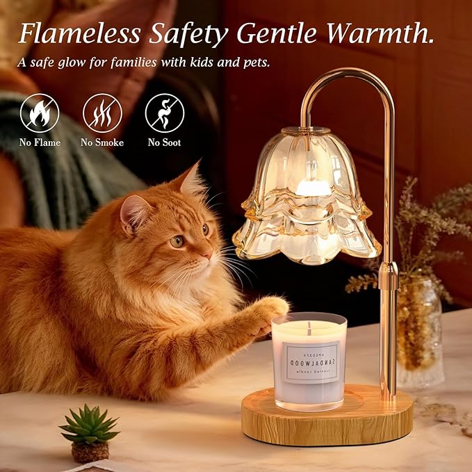 Candle Warmer Lamp with Timer Birthday Gifts for Women, Adjustable Height Dimmable Wax Warmer Lamp for Scented Candles Modern Farmhouse Decor, House Warming Gifts New Home Essentials