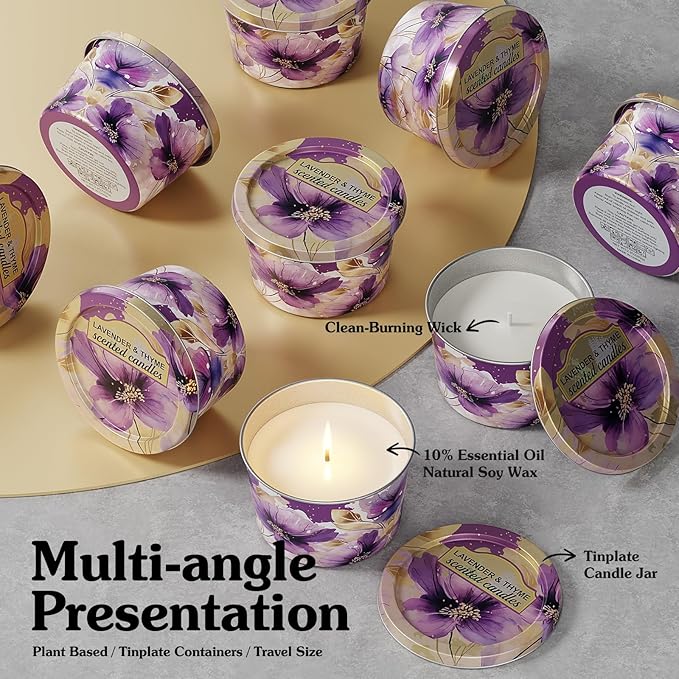 3-Pack Aromatherapy Candle Set - Travel-Size Scented Candles 2.5 oz Each | 10+ Hour Relaxing Long-Lasting Burn | Fragrant Soy Candles for Home, Gifts, Meditation & Christmas