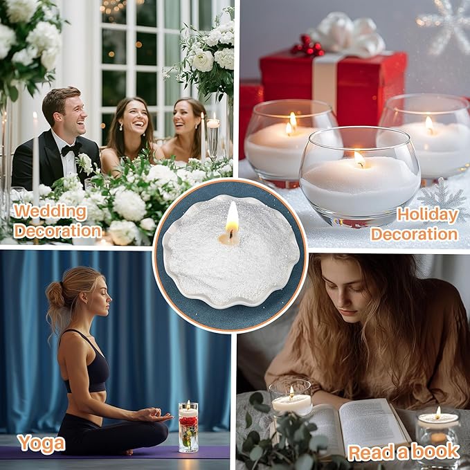 White Pearled Candles for DIY Christmas -15.87oz Sand Wax Refillable Sand Candles with Wicks and Wick Tabs Candle Beads and Wicks for DIY Candle for Christmas, Home, Weddings