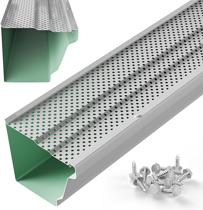 6" Gutter Guards Leaf Protection, Domestic Aluminum Gutter Covers 6 Inch (Sample, High-Gloss White)