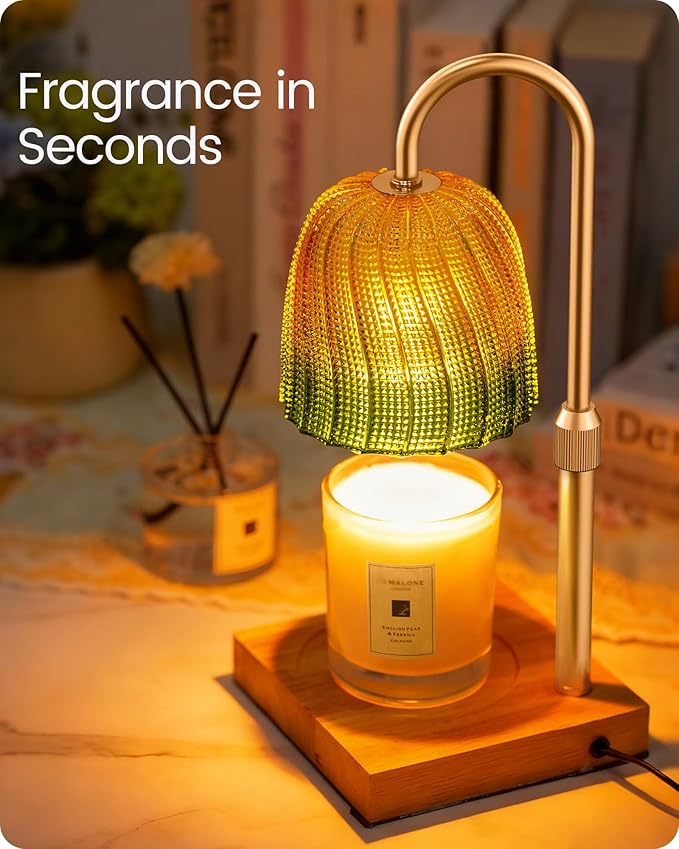 Glocusent Candle Warmer Lamp with Timer Dimmable, Height Adjustable, Christmas Birthday Gifts for Women Mom Sister, Electric Wax Melt Warmer for Jar Candles, House Warming, Room Home Office Decor