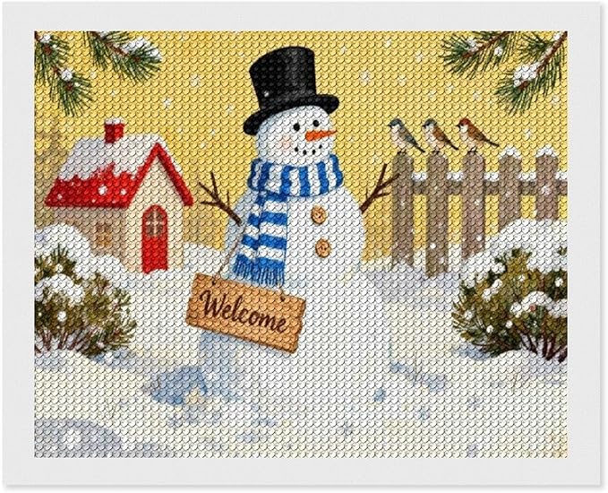 AIVKIEJK Diamond Painting Kits for Adults - Christmas Welcome Snowman Winter Christmas Painting DIY 5D Full Drill Diamond Dots Paintings with Diamonds Gem Art and Crafts Home Decor 16"x20"