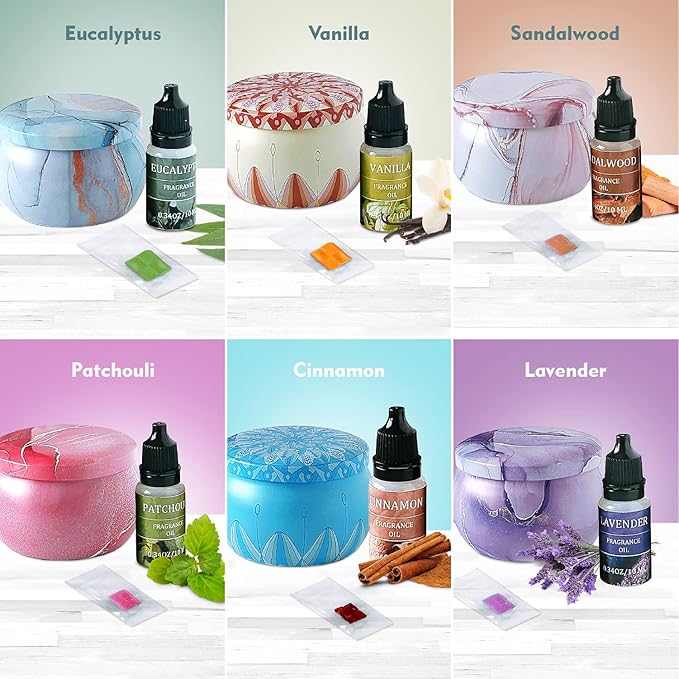 DALIBO DIY Candle Making Kit - Complete Starter Set for Beginners with Natural Soy Wax, Jars, Essential Oils, Melting Pot, Spoon, Wicks, Dye Blocks, Thermometer - Craft Supplies - 60-Pack,CMK-2021