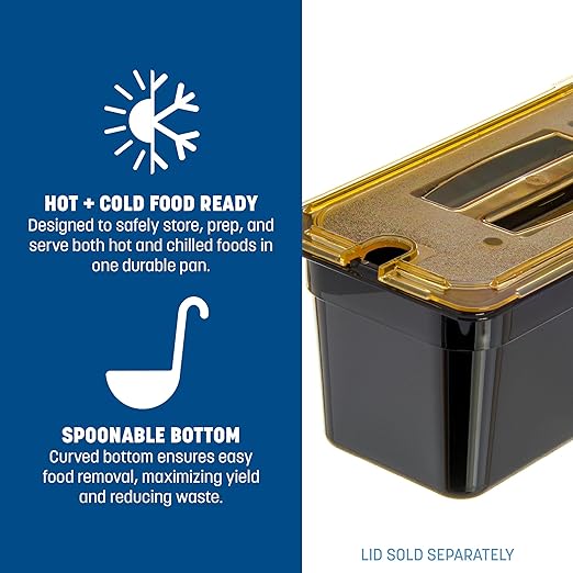 Carlisle FoodService Products StorPlus High Heat Food Pan, 1/3 Size, 6 Inches Deep, Black, 5 Litre Capacity, Plastic, No Lid