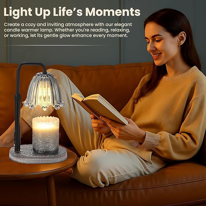 Candle Warmer Lamp with Timer - 6.3'' Dimmable Candle Lamp Warmer, Christmas Birthday Gift for Women & House Warming with Flameless Fragrance, Gray Lamp Warmer for Mom Gifts & Room Decor