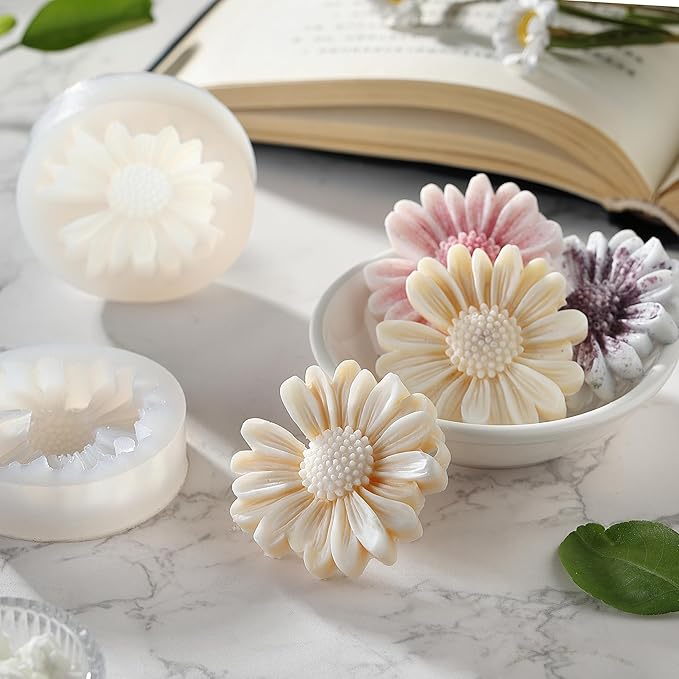 Daisy Flower Silicone Candle Mold, Moldes para Velas for Candles, Handmade Soaps, Bath Bombs, Lotion Bars, Resin Crafts, Concrete Decorations