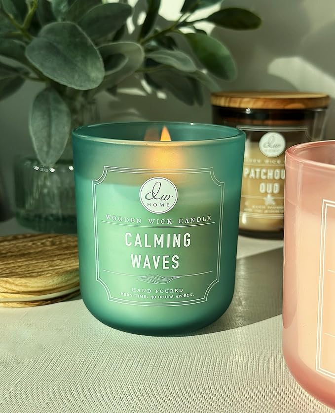 DW Home Calming Waves Scented Candle for Home, 15 oz, Large Double Wick Candle Jar, Up to 56H Burn Time, Luxury Scented Candle for Relaxation, Gifting, Home Décor