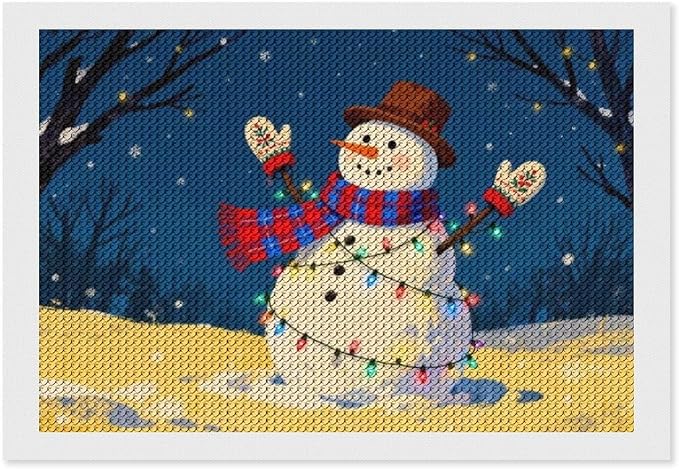 AIVKIEJK Diamond Painting Kits for Adults - Christmas Winter Snowman & Twinkling Painting DIY 5D Full Drill Diamond Dots Paintings with Diamonds Gem Art and Crafts Home Decor 8"x12"