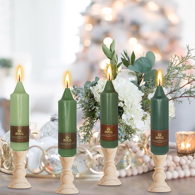5 inch Short Candlesticks Gradient Green Taper Candles 4 PCS for Dinner Household Wedding Party Home Décor Candles