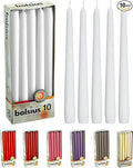 BOLSIUS Unscented 10 Inch Dinner Candles, 10 Pack - 8 Hour European Quality Smokeless Dripless Taper Candles for Home Décor