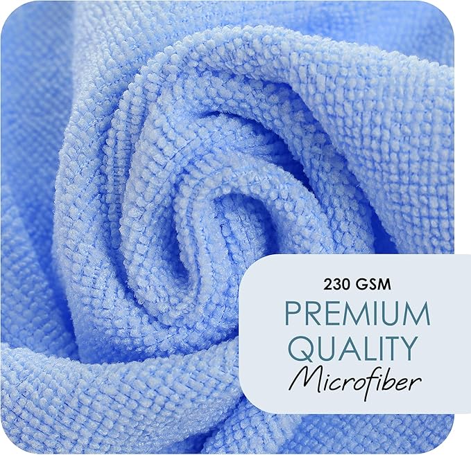 Hearth & Harbor Microfiber Cleaning Cloth, Microfiber Towels for Cars 12 Pack Washcloths, Blue Cleaning Rags, Reusable Microfiber Towel, Microfiber Cloth Rags, 12''x12'', (V-HH-Cloth-M-12-Blu)