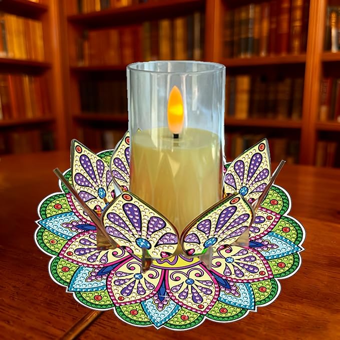 5D DIY Diamond Art Painting PVC Flower Candle Holders Tealight/Tea Light/Votive Candle Holder, for Table Centerpiece Home Décor Party Wedding Dinning-Flower-13