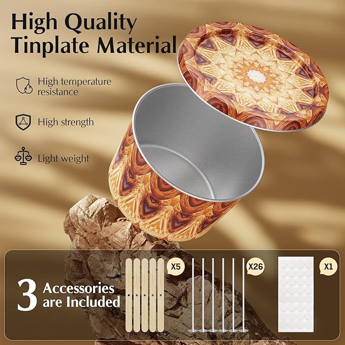 Happyhube Empty Candle Tins for Making Candles, 24 Pack 2.5 oz Metal Containers, Travel-Friendly Rust-Proof Tins with Lids, 24 Patterns Jars(Colourful)