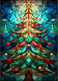 MEIYUDA Christmas Tree Diamond Painting Kits for Adults, 5D Glass Tree Diamond Art Kits for Beginners, DIY Gem Art Crystal Painting for Home Wall Decor and Present 12x16inch